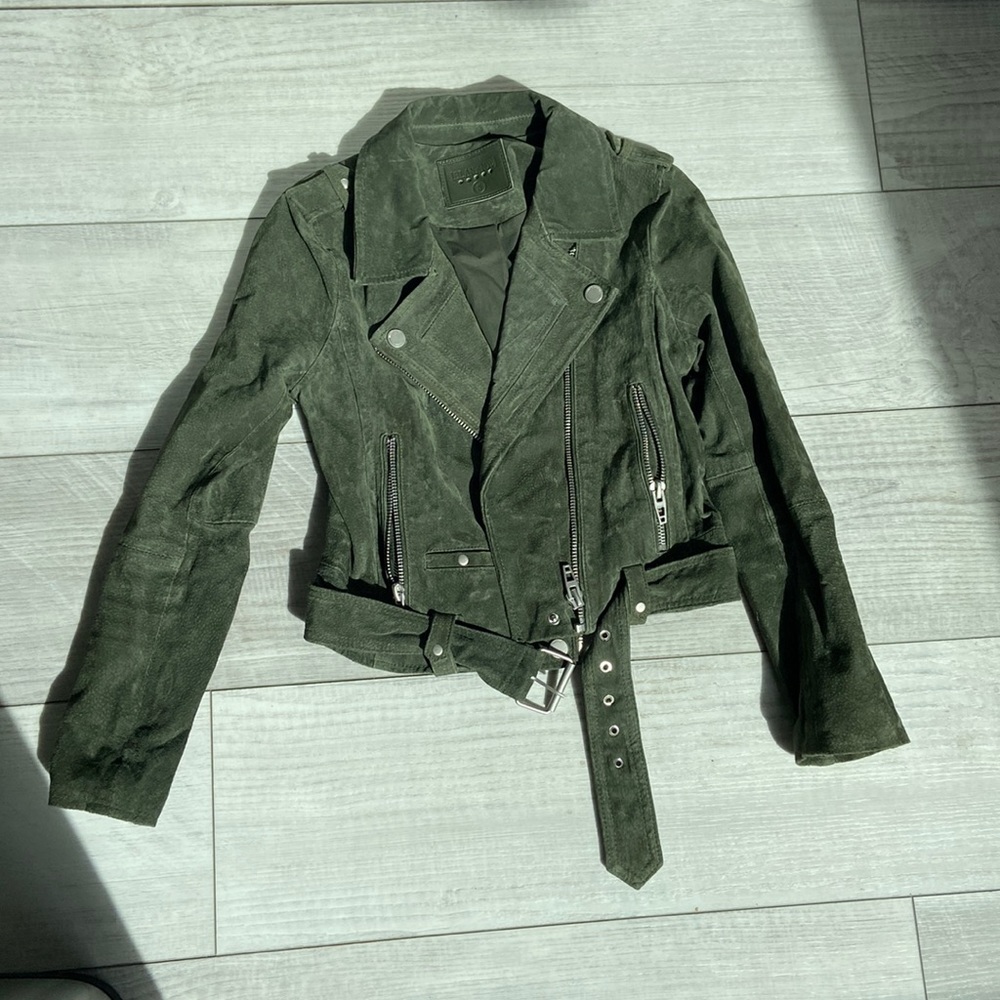 Free People Olive Suede Moto Jacket
